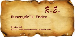 Rusznyák Endre névjegykártya